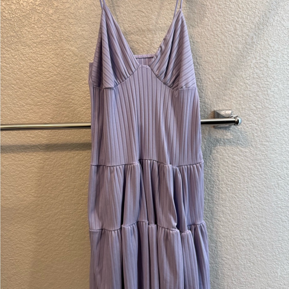 SHEIN Lavender Pleated Tiered Mini Dress